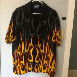 Used: Large Short Sleeve Shirt. Yellow Flames dress shirt